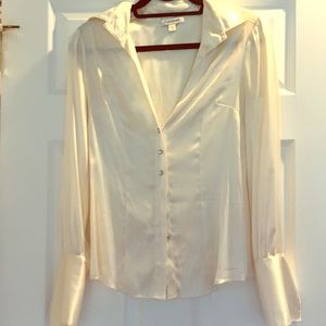 Bebe white satin button down